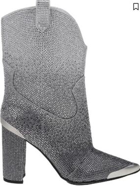Daniel X Diamond Silver High-Heel Embellished Western Bootie - Women's